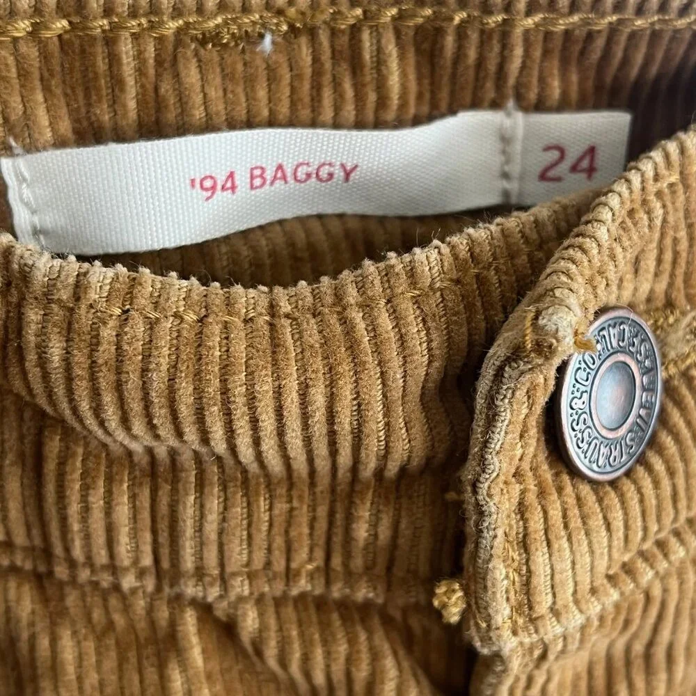 Levi’s Unisex Size 24 ‘94 Baggy High Rise‎ Corduroy Pants Brown Tan